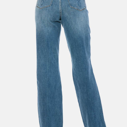 Judy Blue Full Size Tummy Control Cut Raw Hem Straight Women Jeans