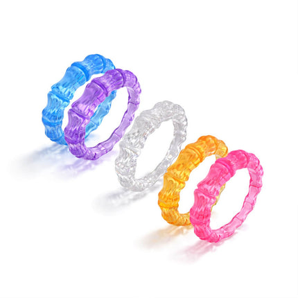 Bamboo Lucite Rings Set of 5