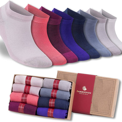Women’s Bamboo Ankle Socks 8-Pack – Mixed Colors Soft Thin Low-Cut Socks