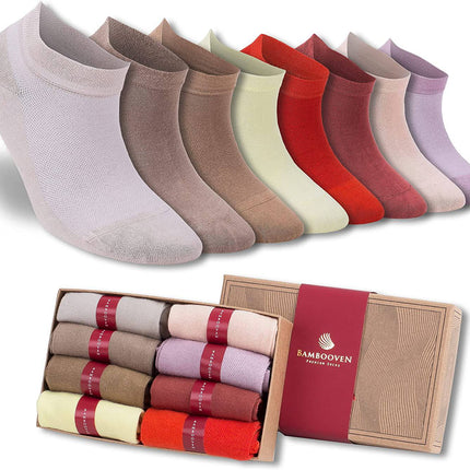Women’s Bamboo Ankle Socks 8-Pack – Mixed Colors Soft Thin Low-Cut Socks