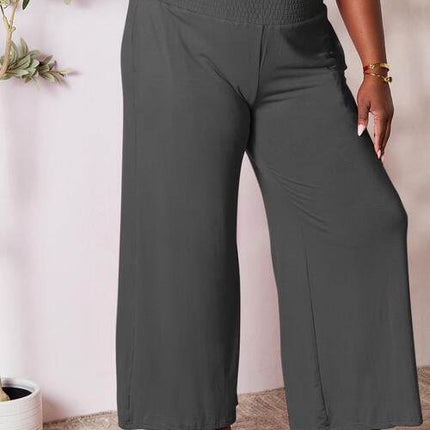 Basic Bae Full Size Smocked Wide Waistband Wide Leg Women Pants