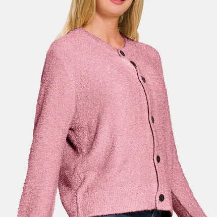 Zenana Button Down Long Sleeve Sweater Women Cardigan