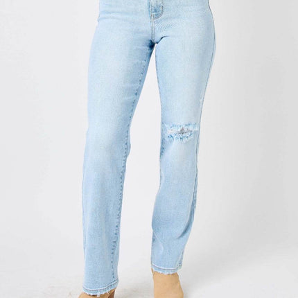 Judy Blue Full Size High Waist Distressed Straight Women Jeans