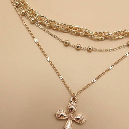 MULTILAYER CROSS PENDANT NECKLACE | 80N1014