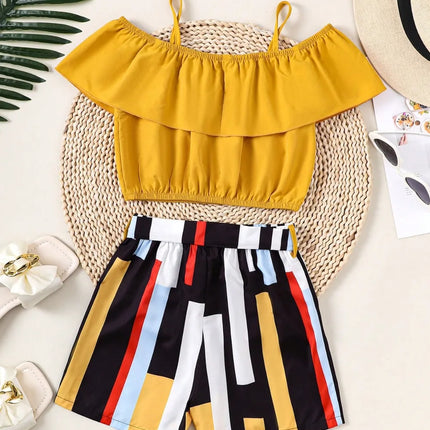 Children's Ruffled Spaghetti Strap Top and Pants Set