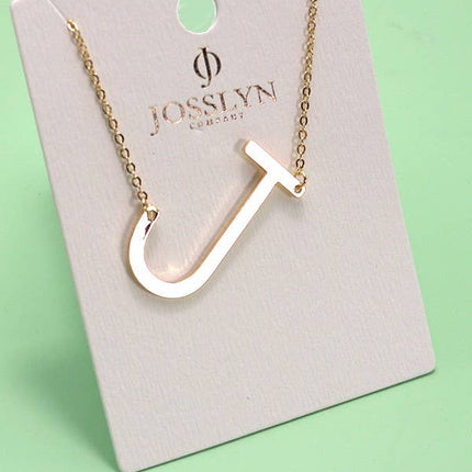 PERSONALIZED LARGE SIDEWAY INITIAL NECKLACE | 80N440