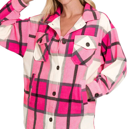 Oversized Plaid Fleece Shacket