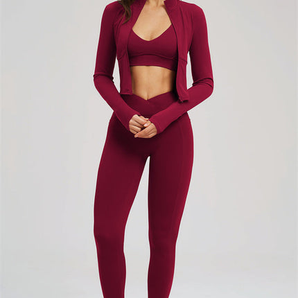The Sizzle Zip Jacket Sports Bra Leggings 3-Piece Set