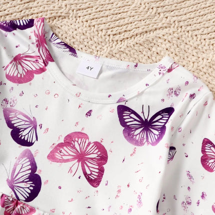 Children's Butterfly Print Top and Flare Pants Set