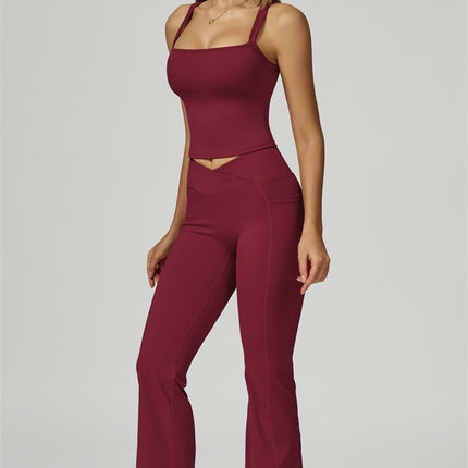 The Flourish Crop Tank Flared Leggings 2-Piece Set