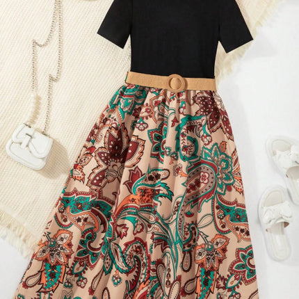 Children's Printed Short Sleeve Dress