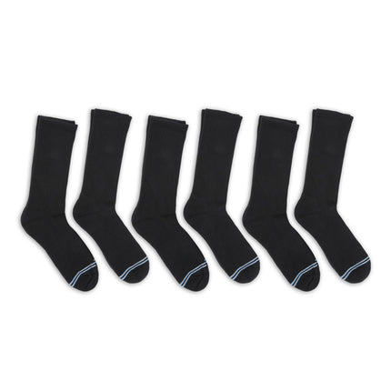 Black Casual Crew Socks 6-Pack