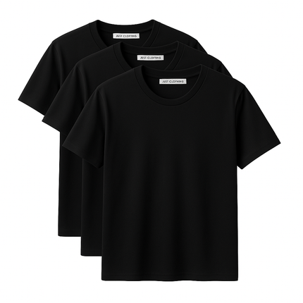 Mens Crew neck 3 Pack Solid 100% Cotton Double Neck Ribbed S-5XL