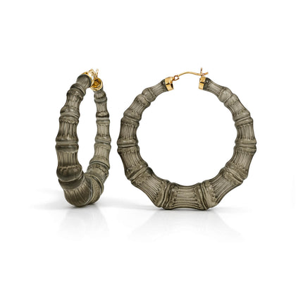 Blackberry Lucite Bamboo Hoop Earrings