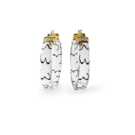 Flat Lucite Hoop Earrings with Boobies