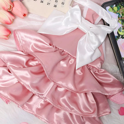 Stylish Bow Layered Ruffled Pet Dress
