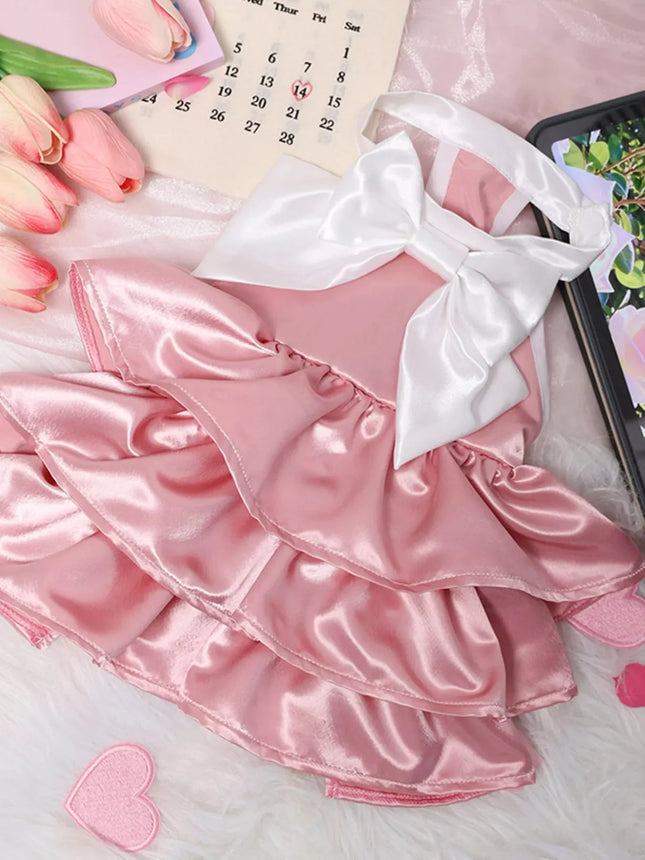 Stylish Bow Layered Ruffled Pet Dress