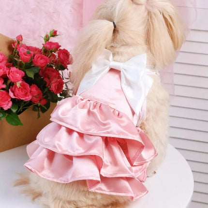Stylish Bow Layered Ruffled Pet Dress