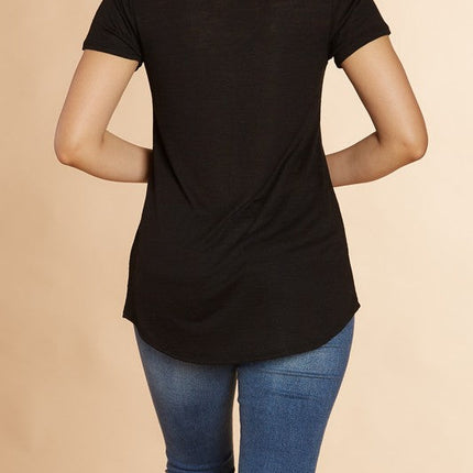 ONE POCKET, V-NECK SHORT SLEEVE BOYFRIEND TEE