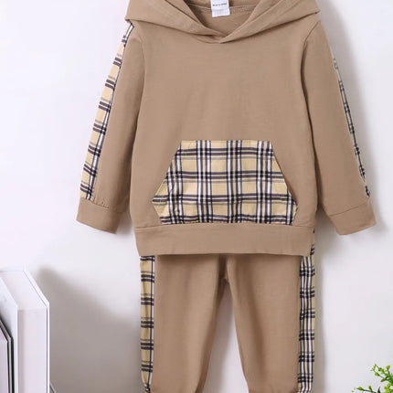 Children's Plaid Hoodie and pants Set