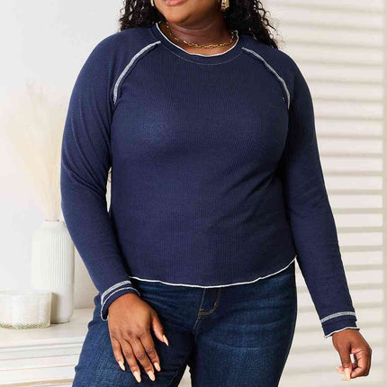 Basic Bae Long Raglan Sleeve Round Neck Women Top