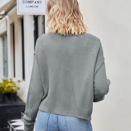 Button Down Exposed Seam Women Cardigan