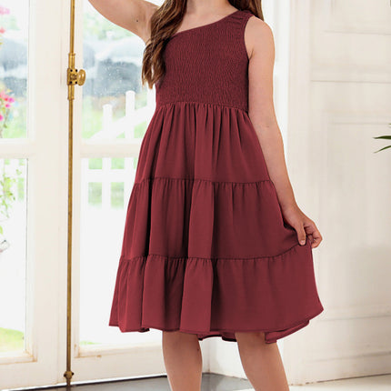 Plus Size One-Shoulder Sleeveless Tiered Dress