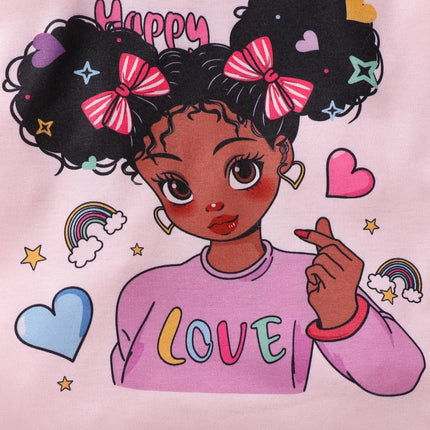 Children's Cartoon Graphic Top and Pants Set
