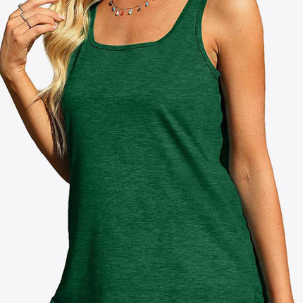 Curved Hem Square Neck Women Tank