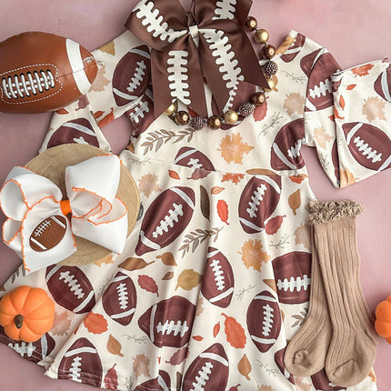 Football & Fall Leaves Twirl Dress