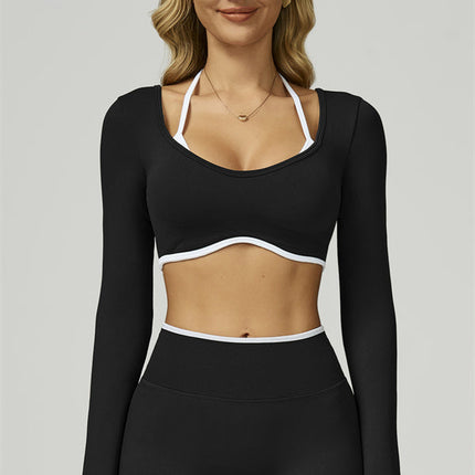 The Prime Line Long Sleeve Crop Top Shorts 2-Piece Set