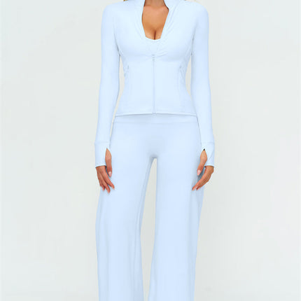 The Twirl Zip Jacket Sports Bra New Straight Leg Pants 3-Piece Set