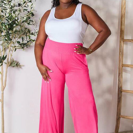 Basic Bae Full Size Smocked Wide Waistband Wide Leg Women Pants