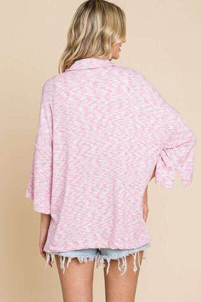 Culture Code Button Up Drop Shoulder Slit Women Shirt