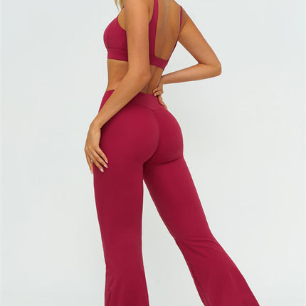 The Lushness V-Back Sports Bra Flared Leggings 2-Piece Set