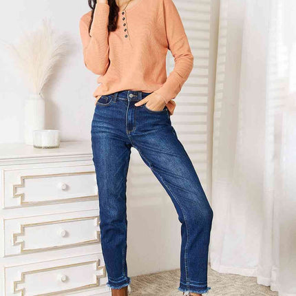 Basic Bae Half Button Long Sleeve Women Top