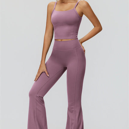 The Fyra Crop Tank Flared Leggings 2-Piece Set