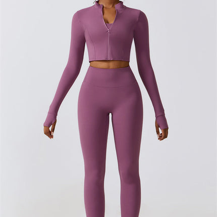 Juno Star Jacket Sports Bra Leggings 3-Piece Set