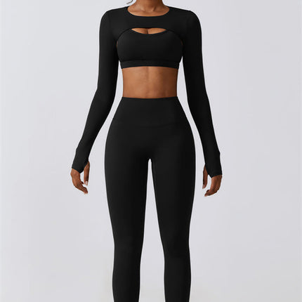 Juno Star Crop Top Sports Bra Leggings 3-Piece Set