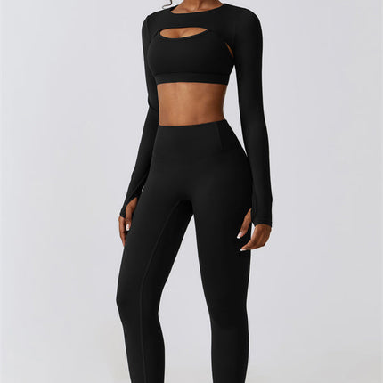 Juno Star Crop Top Sports Bra Leggings 3-Piece Set