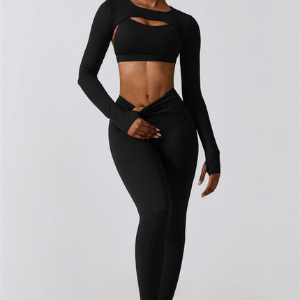 Juno Star Crop Top Sports Bra Leggings 3-Piece Set