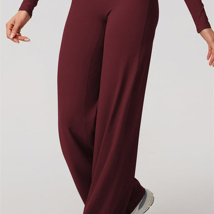 The Nestle Long Sleeve Crop Top Straight Leg Pants 2-Piece Set