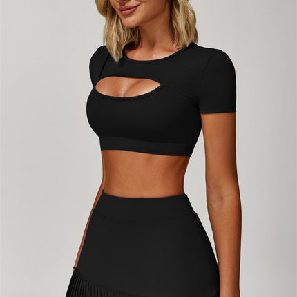 The Lavish Cut-out Crop Top Tennis Skirt 2-Piece Set