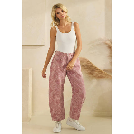 Vintage Pink Paisley Denim