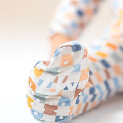 Checkered Bamboo Zipper Footie