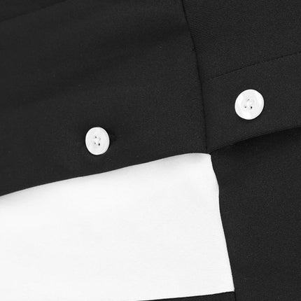 Black/White Fashionable Button-Down Wide Leg Jumpsuit