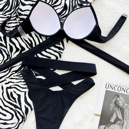 Fashion Crisscross Halter Neck Bikini Set