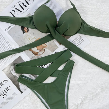 Fashion Crisscross Halter Neck Bikini Set