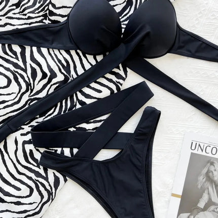 Fashion Crisscross Halter Neck Bikini Set