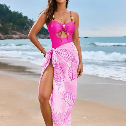 Cutout Sweetheart One-Piece Cover-Up Swim Set